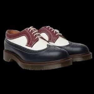 Dr. Martens Blue and White Oxford Shoes with Air-Cushioned Sole